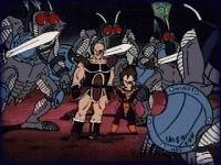 Image: The Arlian elite guard surround the Saiyans