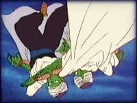 Image: Piccolo spars upside-down against ... Piccolo