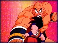 Image: Goku easily dodges Nappa's punch
