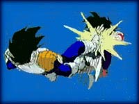 Image: Vegeta flip-kicks Gohan in the mouth