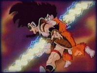 Image: Raditz and Goku both pierced by Piccolo's Makankosappo