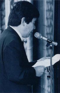 Takahata reading his eulogy