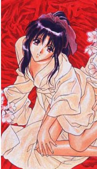 that one really gorgeous and seductive picture of Kaoru in sitting in a 
robe on a red blanket