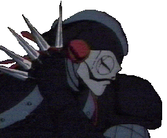 Sun Devil, with darts, a close up.