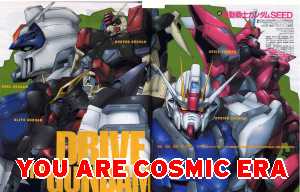 You're Cosmic Era - Check out Gundam Seed.  You may also like the original Mobile Suit Gundam.