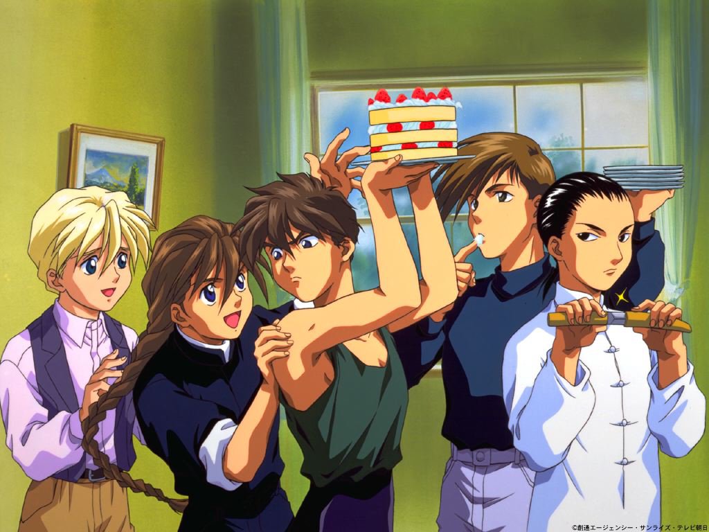 Duo trying to steal Heero's cake