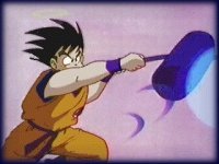 Image: Goku takes a swing at Gregory